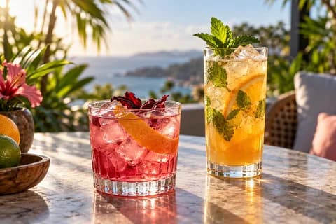 Photo illustrative d’un cocktail aux agrumes avec des glaçons.